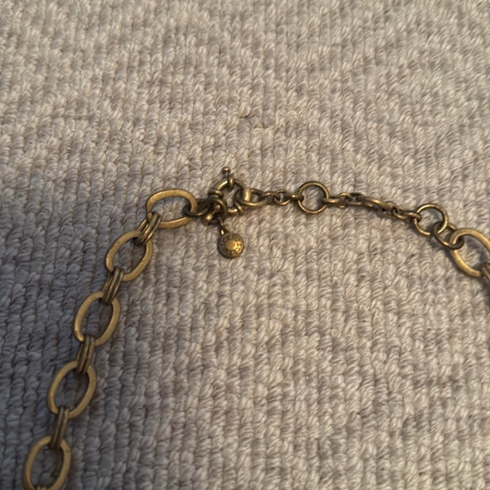 J.Crew Rhinestone and beige Faux Gems Gold Toned Necklace - Picture 4 of 4